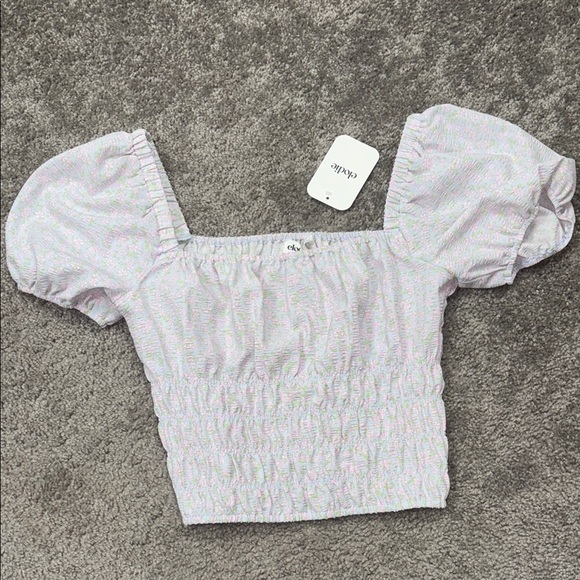 Elodie Tops - Elodie lavender size XS Puff Sleeve‎ Smocked Crop Blouse